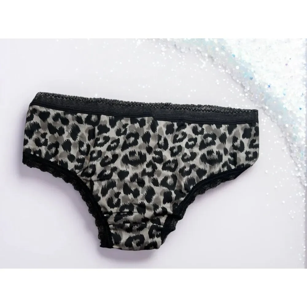 New Bikini Brief Lace Accent Animal Big Cat Small Panties Underwear NWOT